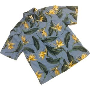 Jamaica Jaxx L Men's 100% Silk Short Sleeve Hawaiian Shirt Bird of Paradise